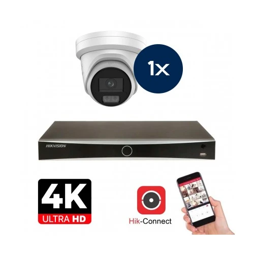 Hikvision Camera Set - 1x Colorvu 3.0 - Turret - 8MP (4K) - Audio en Microfoon - IP - White
