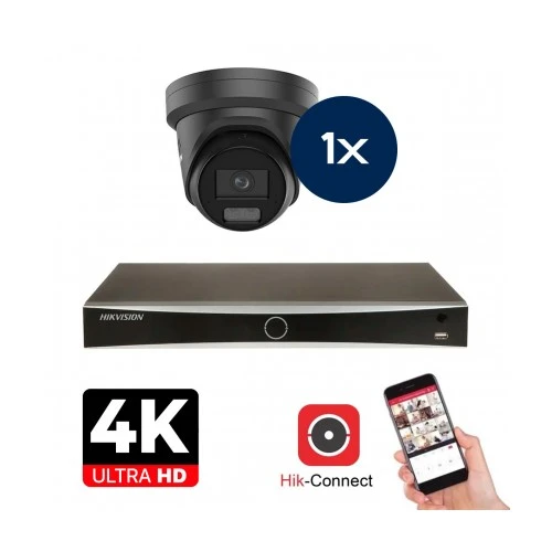 Hikvision Camera Set - 1x Colorvu 3.0 - Turret - 8MP (4K) - Audio en Microfoon - IP - Black