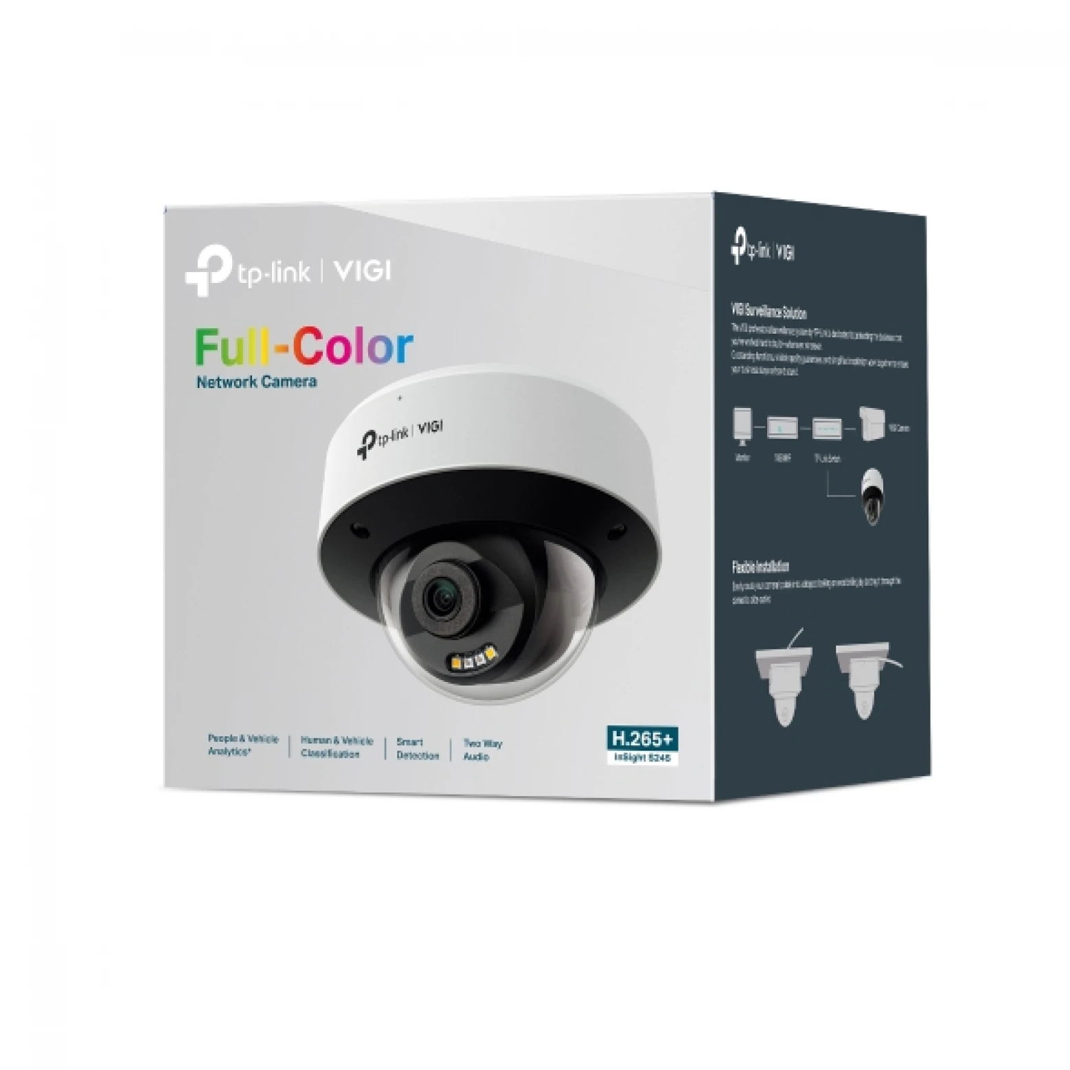 VIGI By TP-link - InSight S245 - 4MP - ColorPro 2.0 - AI - Turret - with Active Deterrence - White