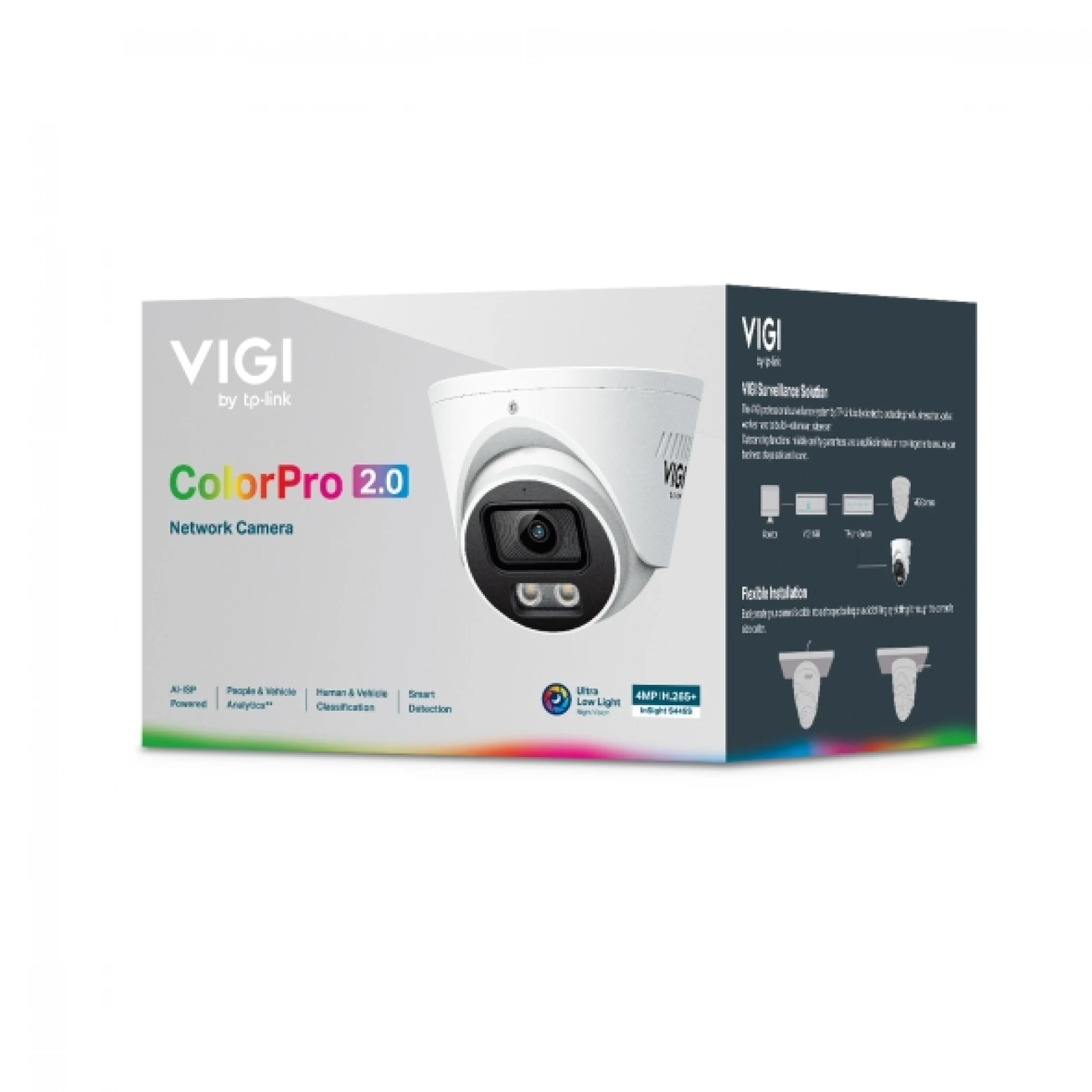 VIGI By TP-link - InSight S445S - 4MP - ColorPro 2.0 - AI - Turret - with Active Deterrence - White