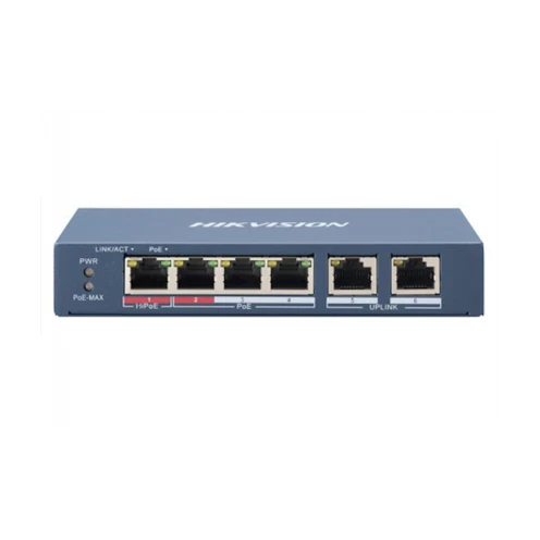 Hikvision DS-3E0106HP-E PoE switch, 1x High PoE, 3x PoE, 100M Unmanaged